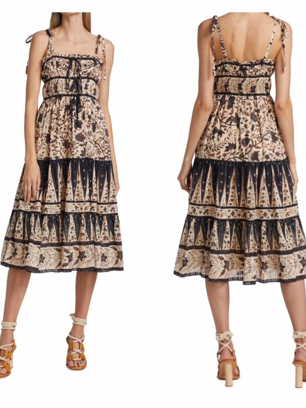 NWOT Ulla Johnson Indah in Plumeria Shirred Midi Sleeveless Dress Sample